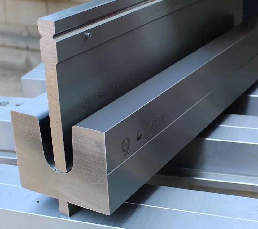 Front view of the special punch and die manufactured for a Trumpf press brake